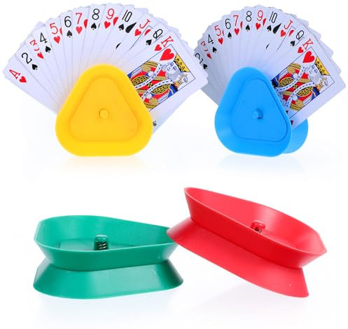 4 Stk Kartenhalter Kinder Spielkarten,Dreieck Spielkartenhalter,Freisprech Spielkartenhalter,Kartenhalter Spielkarten Kunststoff,Hände Poker Halter,Spielkarten Halterung für Senioren Erwachsene Kinder