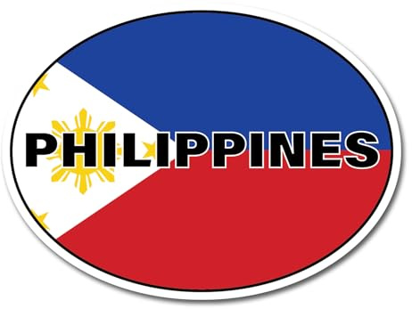 2 x 10cm Philippines Oval Flag Vinyl Stickers - Travel Holiday World Country Location Car Vehicle Decal Scrapbook Sticker #82414