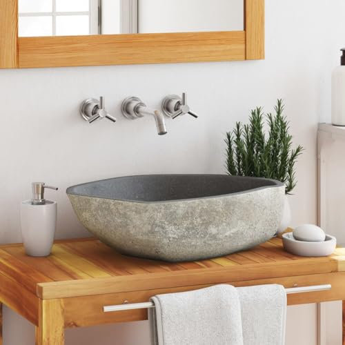 Casa & Giardino - Bacino ovale in pietra di fiume (45-53) x (34-41) cm - Scelta