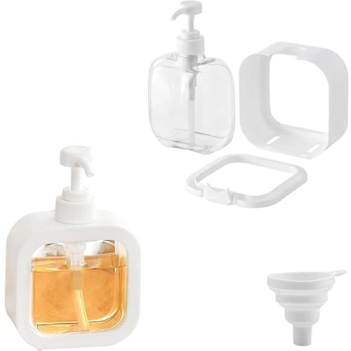 2 Pièces 300ml Distributeur Savon Flacon Pompe Vide Rechargeable Distributeur Savon Cuisine et Distributeur Savon Salle de Bain Livré avec Entonnoir Pliable PP Distributeur de Gel Douche avec Pompe