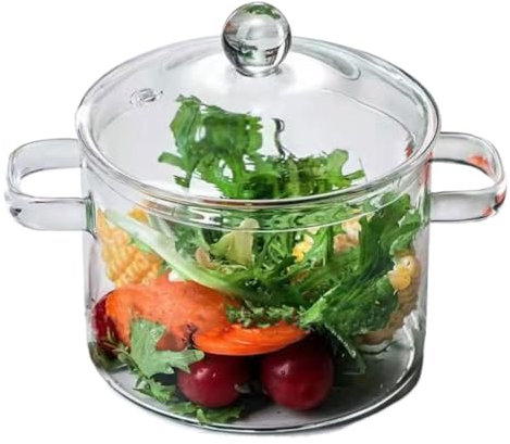kesurpae Clear Simmer Pot Food-Grade High Borosilicate Glass Baby Food Simmer Pot for Stove Potpourri Clear Simmer Pot for Stove, Double handle1500ml