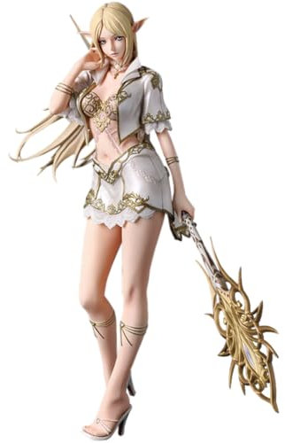 Ciyoulio Anime White Elf Maiden Figur Mit Schwert Oder Zauberstab 24 cm, Schöne Elfenmädchen Figur Desktop Anime Mädchen Statue Geschenk/Ornament