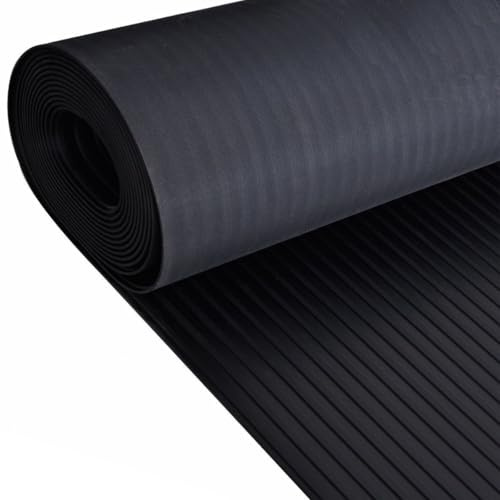 Wide Ribbed Rubber Roll Flooring Matting - 3mm Thick - 2m Wide - Up to 15m Length (2M X 2M)