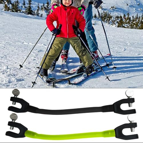 2 conectores de puntas de esquí para niños, ayuda a esquiar, conector de puntas de esquí, conector portátil para entrenamiento de esquí, accesorios de snowboard para niños principiantes (negro, verde)