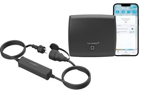 Homematic IP Access Point – anthrazit + Schalt-Mess-Kabel – außen, steuert Gartengeräte oder -leuchten per App, Alexa & Google Assistant, Smart Home Gateway mit kostenloser App