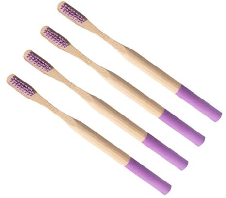Healvian 4stücke Umweltfreundliche Bambus Zahnbürsten Für Erwachsene Weiche Borsten Ergonomischer Anti-rutsch Griff Biologisch Abbaubar Für Reisen Und Zuhause Lila Grifffarben