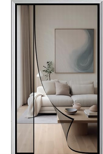 Magnetic Door Screen 90x235cm Side Opening Fly Screens for Doors Heavy Duty Mosquito Mesh with Powerful Magnets and Full Frame Magic Tape Easy to Install Black