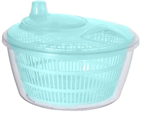 Generisch Essoreuse à salade, 22,8 x 12 x 17,5 cm, en plastique, sans BPA, Spinderella, couleur : rose/bleu/blanc