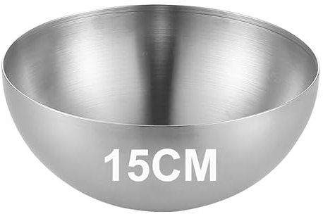 Bhina 1 Pezzi Grande Ciotola Coreano Argento Acciaio Inox Insalata Grande Capacità Ciotola di Cibo Coreano per Insalate, Pasta, Zuppe, Riso, Frutta, ecc (15 cm)