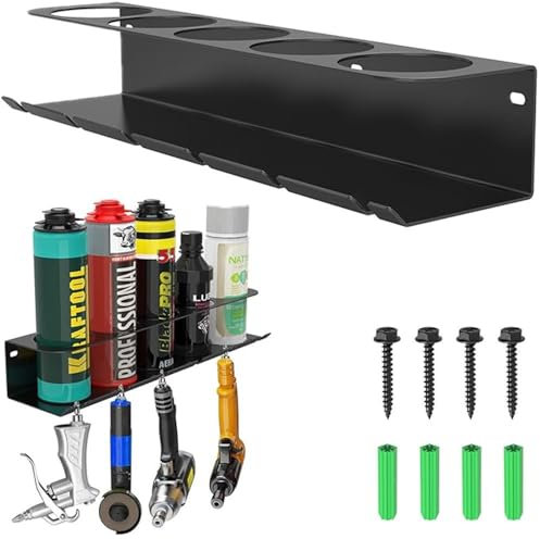Ruaizel Spray Cans Storage Holder, Wall Mounted Spray Bottle Holder with 5 Holes 6 Slot, Spray Bottle Storage Rack for Garage, Workshop (1)