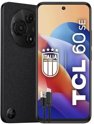 TCL 60 SE, Smartphone 4G, Display 6.7 HD+, RAM 18GB, Memoria 512GB, Fotocamera 50MP con HDR e AI, Batteria 5200mAh, 18W Fast Charge, NFC, Sensore impronta, Nero Ossidiana+ Cavo USB-C Aggiuntivo