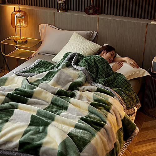 Decke Schwere Winterfleece Plüschdecke Kingsize, Nerzdecke, seidige weiche und warme, 2 Ply Reversible Raschel Bettdecke, 71 x87, braun, 180 x 220 cm3 kg