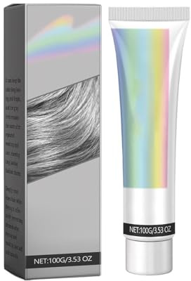 Color de pelo gris plateado, 2 en 1 en color plateado metálico con extractos naturales de alimentos, color duradero, mejora el brillo y la suavidad del cabello (1 unidad)