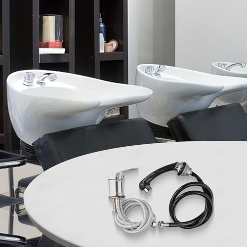 Lawnoval Mischbatterie Chrom mit herausziehbarer Handbrause und 120cm Schlauch für Shampoo Stühle, Friseur Waschtisch und Salon Waschbecken