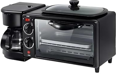 Máquina Desayuno Multifunción 4 En 1 Con Mini Horno 7l, Cafetera, Plancha Antiadherente Y Tostadora, Perfecta Para Apartamento, Estudio O Autocaravana