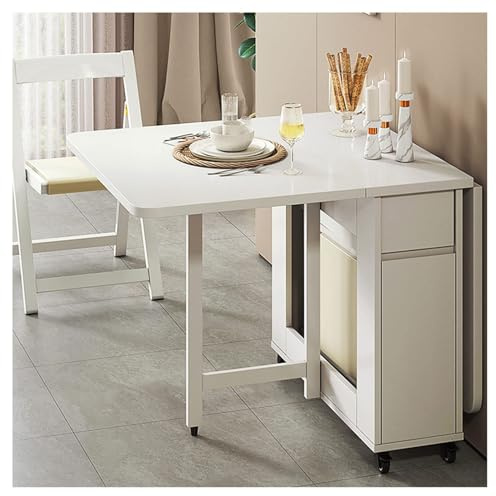 Klappbarer Tisch Und Stühle, Esstisch Und Stühle Aus Massivholz Mit 4 Stühlen, Klapptisch for Küche, Esszimmer Und Wohnzimmer(White)
