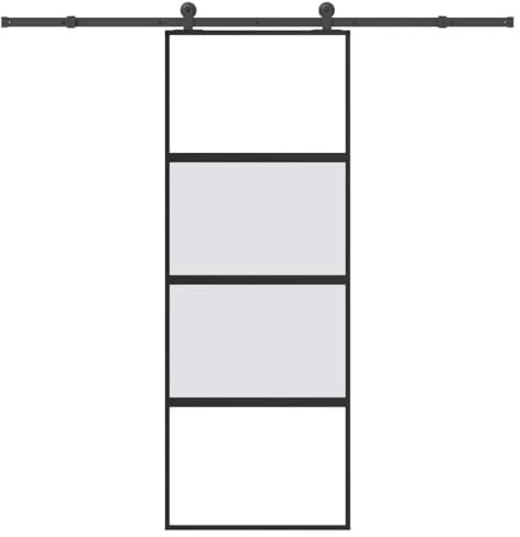 Porta scorrevole con guarnizione 76 x 205 cm, vetro temperato e alluminio, salvaspazio, durevole, silenzioso, sicurezza moderna