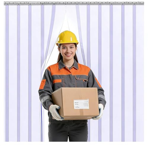 Bandes de rideaux de porte en PVC transparent, Rideaux isolants en plastique pour portes de chambres froides, entrepôts et garages(8pcs 1.2x2.4m)