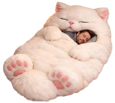 Katzenschlafsack Für Menschen - Adorable Cats Envelopes Sleeping Bag | 175x80cm Weicher Plüsch Schlafsack Für Erwachsene | Waschbar Und Haarend Katzenliebhaber