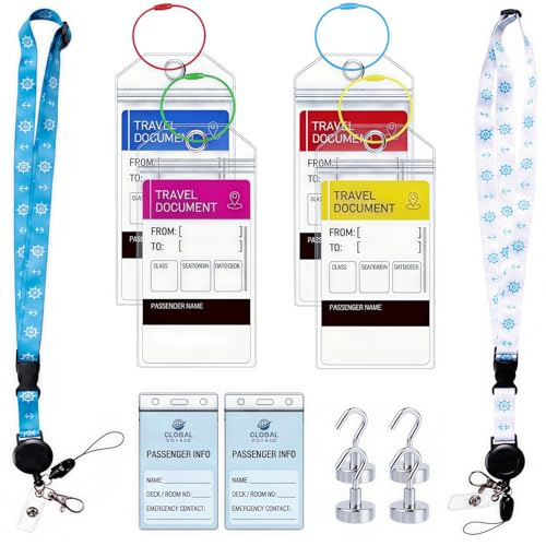 12 Piezas Identificador de Maletas, 6 Etiquetas para Equipaje + 2 Cordones Extraíbles + 4 Ganchos Magnéticos, Etiqueta Maleta Viaje para AIDA, TUI, MEIN SCHIFF & MSC, Travel Rssentials para Equipaje