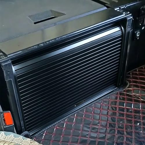 Xyrona Serranda a Rullo Porta a Serranda Pieghevole Nera per Interni, Sportello per Biancheria Impermeabile Senza Foratura per Cucina/Armadio/Camper, Porta Garage Avvolgibile(H14xW18/35x45cm)