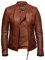 BRANDSLOCK Damen Leder Biker Jacke aus hochwertigem, gewachstem Lammleder (Bräunen, 2XL)