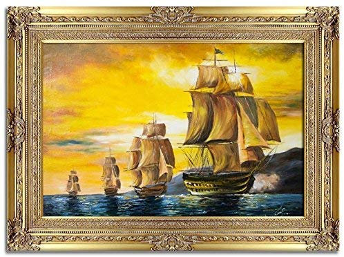 JVmoebel Gemälde Meer Handarbeit Ölbild Bild Ölbilder Schiffe Rahmen Bilder G16503