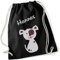 Turnbeutel mit Namen | Motiv Hund Hündchen Welpe | personalisiert & Bedruckt | Stoffbeutel Schuhbeutel Sportbeutel für Kinder Jungen & Mädchen | inkl. NAMENSDRUCK | schwarz braun grau