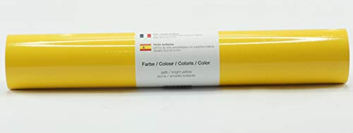 Selbstklebende Plotterfolie Vinylfolie 30,5 cm x 3 m glänzend 39 Farben zur Auswahl, Farbe:112 Gelb