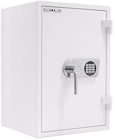 Rottner Atlas Fire Premium 65 Wertschutzschrank EN1 weiß Elektronikschloss Notbestromung von außen 30 minütiger Feuerschutz verstellbarer Fachboden Innentresor inkl. Befestigungsmaterial