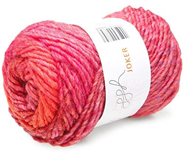 ggh Joker - Schurwolle Mischung - 50g Wolle zum Stricken oder Häkeln - Dicke Wolle mit Farbverlauf - Farbe 030 - Rot-Lila meliert