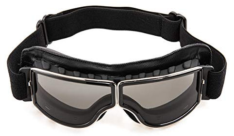 evomosa Motorradbrille PU Leder Sonnenbrillen Sportbrille Retro Radbrille für ATV Bike Motocross Brille Schutzbrille (Schwarze A)