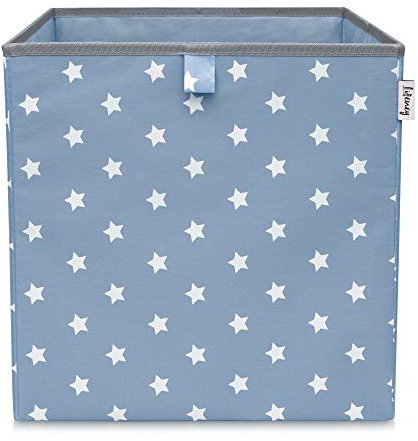 LIFENEY Aufbewahrungsbox mit Sternenmotiv in Türkis, Spielzeugbox mit Sternen passend für Würfelregale, Ordnungsbox für das Kinderzimmer, Aufbewahrungskorb als Accessoire für Zuhause | 33x33x33 cm