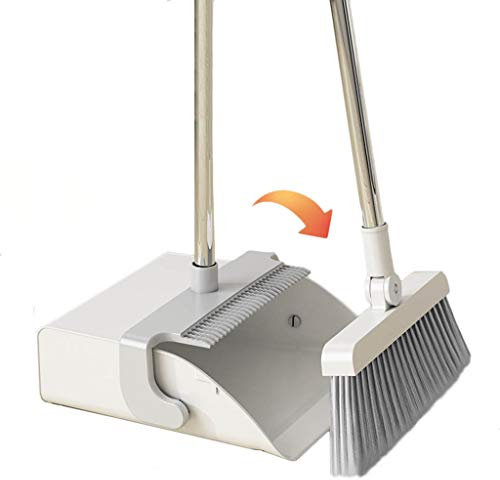 NLIAN- Ensemble de Balayette et Pelle À Balai, Balai Dustpan Avec 95cm de Long Manche Peigne Dents et Lèvre en Caoutchouc Design Balai Droit et Dustpan Set for La Cuisine À Domicile