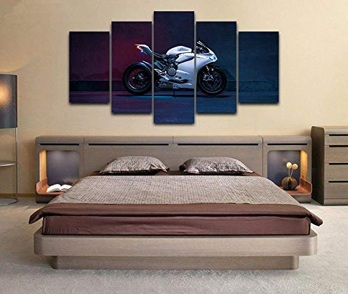 Bild Auf Leinwand,Ducati Panigale 1199S Sportmotorrad Motogp Wandbilder XXL Wanddekoration Design Wandbild Leinwand Bild XXL Format Wandbilder Wohnzimmer Deko Moderne Kunstdrucke 5 Teilig Bild