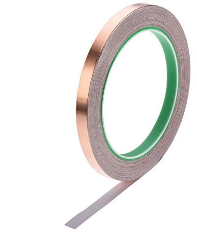 sourcing map Kupferklebeband 8mm x 20m (B*L), Kupferband Selbstklebend Kupfer Klebeband, 0.06mm Dicke Doppelleiter Kupferfolienband für EMI RFI EMF Abschirmung Schneckenfalle
