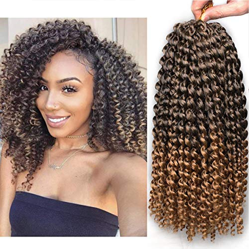 Xtrend 7 Packs 12 pouces Passion Twist Cheveux Ombre Vague D'eau Synthétique Crochet Tresses pour Court Passion Twist Tressage Cheveux Déesse Locs Bohème Curl Extensions De Cheveux T27#