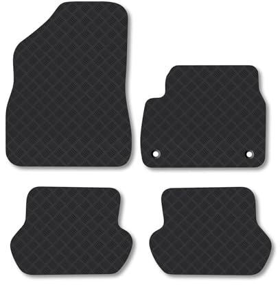 Rubber Car Mats Compatible With Citroen Ds5 (2012-2015) Tailored Fit Car Floor Mats Set Accessory Custom Fit Anti-Slip Backing Heavy-Duty Waterproof Easy-Clean Durable All Weather Full Coverage