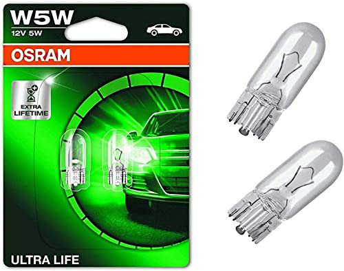 2x Osra.m W5W 12V 2825ULT-02B Extra Lifetime Innenbeleuchtung Kofferraumbeleuchtung Handschuhfachbeleuchtung Türbeleuchtung Einstiegbeleuchtung Ersatz Halogen Lampe E-geprüft