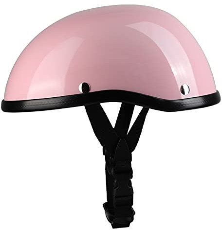 Motorrad Halbhelm Mütze Retro Open-Face Motorrad Helm Vintage Schädelkappe Für Roller Moped Für Männer Und Frauen Straße ECE/DOT-Zertifiziert (56-62Cm),Rosa