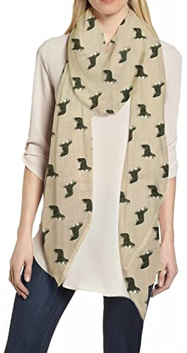 Lina & Lily Damen Schal Tuch mit Hundemotiv Berner Sennenhund (Beige)