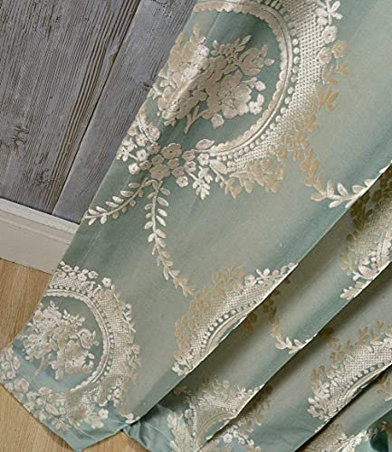 MYRU Luxuriöse Jacquard-Vorhänge für Wohnzimmer, europäische Vorhänge für Schlafzimmer, 2 Stück (grün, 5,1 x 168,4 x 213,3 cm)