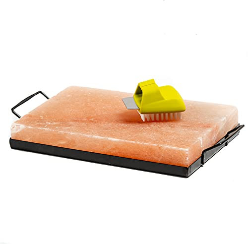 Kit de inicio de cocina con bloque de sal de roca del Himalaya, incluye bloque de sal, soporte y cepillo de limpieza