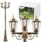 Lumiled Wegeleuchte Kandelaber 3-armige Vintage Außenleuchte Außenstehleuchte 230V 2.1m Laterna Standlampe Aluminium Braun Gold Glas 3x E27 Wasserdicht Ideal für Outdoor Garten Retro Gartenlampe