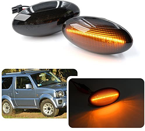 njssjd LED Seitenblinker Repeater Lichter für Suzuki Swift Jimny Ignis Grand Vitara Splash SX4 Frontkotflügel Smoke LED-Blinker Blinker Lampe
