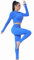 XDSP Damen Sportanzüge Sport Sets Sport Jogginganzug Sport Sets Yoga-Klage Leggings und Stretch Fitness-Set Reißverschluss Trainingsanzug Fitnessstudio, Laufen, Yoga(Blau 3 L)
