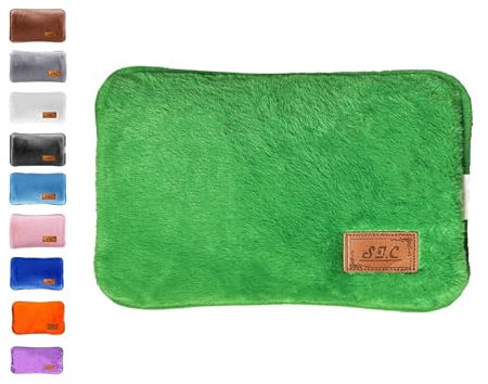 Borsa Acqua Calda Elettrica in Peluche; 500W, Scaldino Elettrico Scaldamani, Scalda Mani e Piedi in Casa, a Letto, per Giornate Fredde, Dolori Mestruali e Muscolari (Verde)