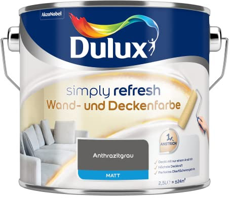 Dulux Simply Refresh Wand- und Deckenfarbe - Anthrazitgrau - 2,5 Liter - Erfrischende, langlebige Innenfarbe für ein schönes Zuhause