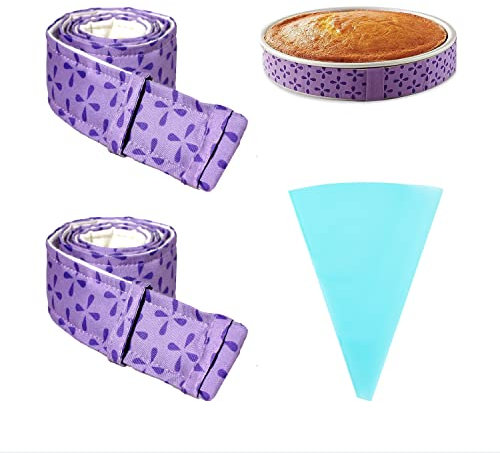 Lot de 2 bandes de cuisson réglables en coton épais absorbant avec 1 poche à douille pour décoration de gâteau