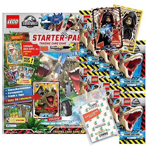 Bundle mit Lego Jurassic World Trading Cards - Serie 2-1 Starter + 10 Booster + Exklusive Collect-it Hüllen